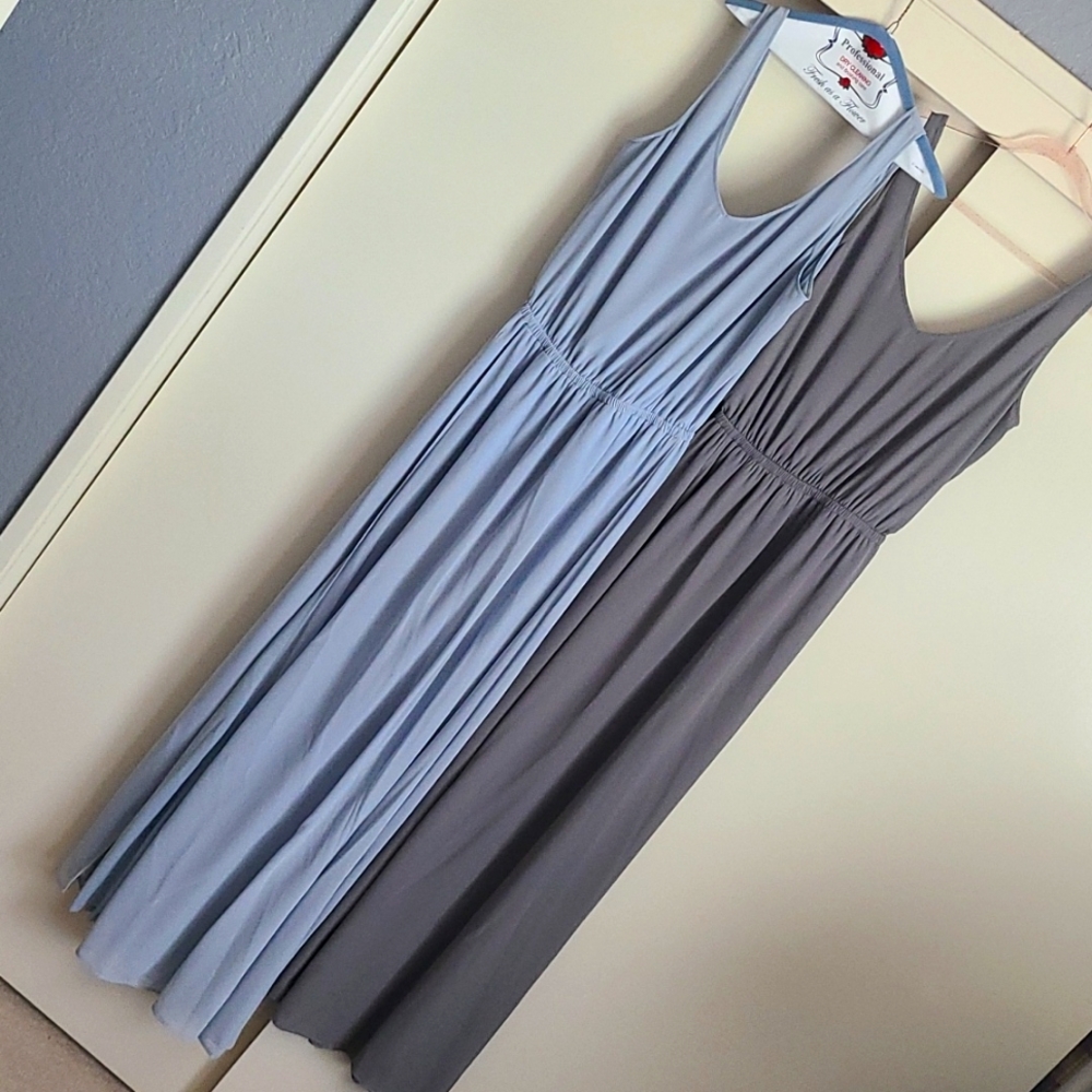 Long  Blue V-Neck Dress (Show Me Your Mumu)